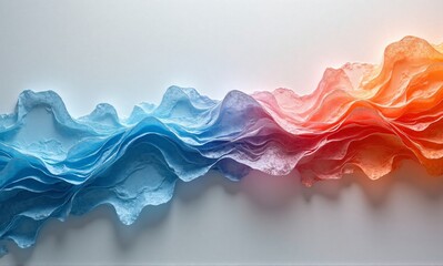 Wall Mural - an undulating abstract wave showcases a vibrant gradient, flowing from serene cool blues to fiery wa