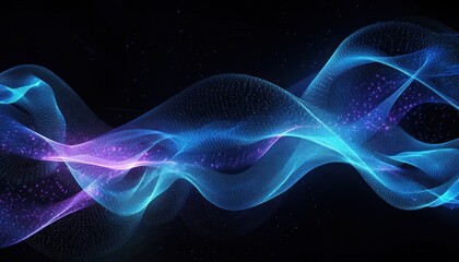 Wall Mural - a mesmerizing display of flowing light waves in shades of blue and purple creates a dynamic, abstrac