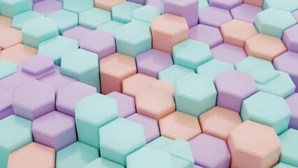 Pastel Geometric Hexagons in Peach Lavender and Light Blue A Textured Abstract Surface