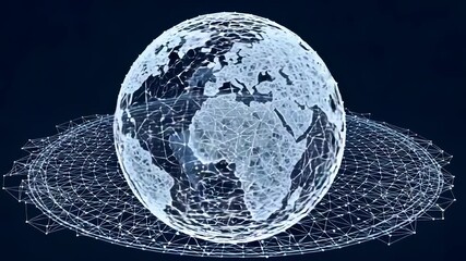 Wall Mural - global network visualization light blue globe on dark background