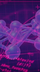 Wall Mural - Animation of scientific data processing over dna strands on dark background
