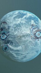 Wall Mural - connected satellites orbiting earth, showing global communication network animation