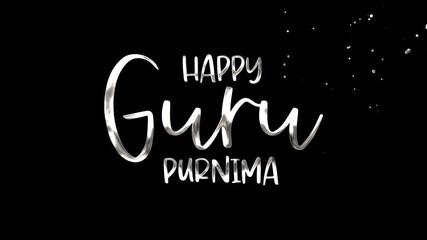 Silver lettering says happy guru purnima on a transparent background, Suitable for social media posts, greeting cards, and website banners celebrating the Hindu festival  with elegant gold lettering