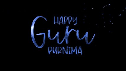 Blue lettering says happy guru purnima on a transparent background, Suitable for social media posts, greeting cards, and website banners celebrating the Hindu festival  with elegant gold lettering