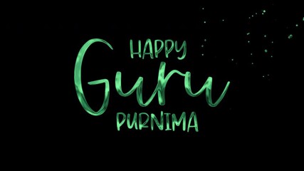 Green lettering says happy guru purnima on a transparent background, Suitable for social media posts, greeting cards, and website banners celebrating the Hindu festival  with elegant gold lettering