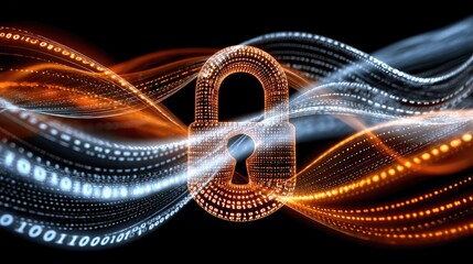 Digital Fortress: A captivating visual representation of data security and protection, showcasing a glowing padlock at the center.
