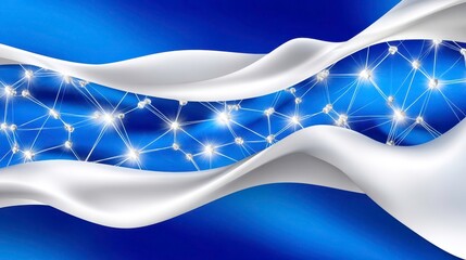 Sticker - network connection, blue background, science, data, abstract