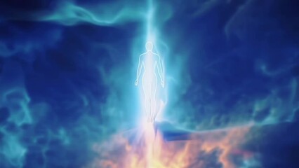Wall Mural - Seamless Looping Video Human Figure Energy Light Animation
