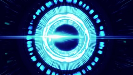 Wall Mural - Seamless Looping Bright Blue Glowing Digital Eye Abstract Background