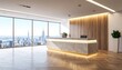 © Ariep - Modern Office Reception with NYC Skyline View Luxury  Contemporary Interior.