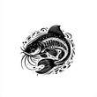 © shofiullah - Stylized Black and White Koi Fish Illustration 1.