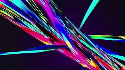 Wall Mural - Seamless Looping Neon Abstract Ribbon Pattern
