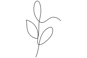 Wall Mural - botanical one line leaves vector illustration with elegant continuous contour outline design