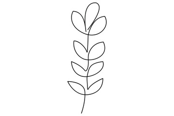 Wall Mural - botanical one line leaves vector illustration with elegant continuous contour outline design
