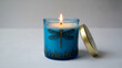 © MdGolamRahman - Blue glass candle jar with flame