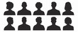 © Vector Stock - Diverse human head and shoulder silhouettes in profile and frontal view isolated on white background silhouette