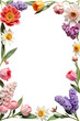 © Alex Pro - Elegant rectangular floral border with pastel roses, tulips, and lilacs. Perfect for wedding invitations, greeting cards, or spring designs. Transparent background.