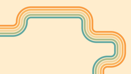 Wall Mural - abstract background of rainbow groovy wavy line design in 1970s hippie retro style. vector pattern r