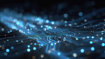 Abstract Digital Circuit Board: Glowing Network