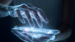 © Korn - Wireframe hand hologram wireframe hand futuristic wireframe hand touching screen Digital hand using smartphone Holographic hand interactionholographic hand user input mobile touch digital hand futuris