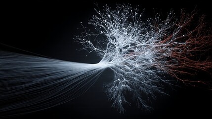 Wall Mural - abstract neural network connection on black background displaying futuristic technology and communic
