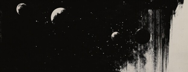press print blank background with text space universe moons illustration.