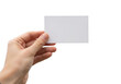 © salek - Hand holding blank card mockup presentation isolated on transparent background
