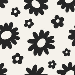 Wall Mural - seamless daisy pattern. repeating floral print, endless background design with simple abstract flowe