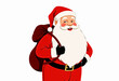 © ILIUSIA - Cartoon Santa Claus smiling with a sack on a white background