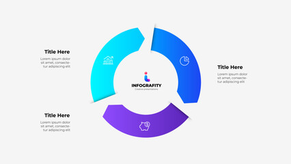 Wall Mural - circular three arrows steps infographic perfect for enhancing professional presentations. showcasing
