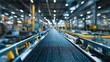 © Tanvir - Energy-efficient manufacturing technology. Industrial conveyor belt in a modern warehouse setting.' .