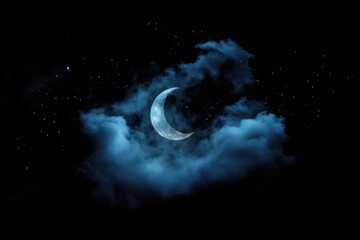 Wall Mural - waxing moon night background atmosphere.