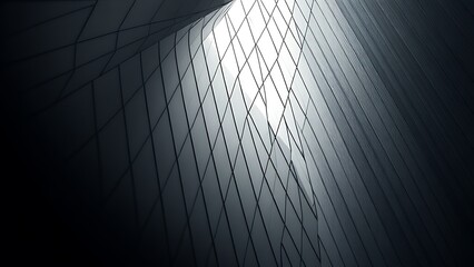 Abstract geometric lines forming an architectural pattern, monochromatic gradient creating a modern aesthetic.