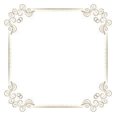 Wall Mural - Vintage square border with stylized floral swirls. Vector template for stationery, greeting cards and invitations