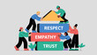 © png-jpeg-vector - diverse team of colleagues building with blocks of trust, empathy, and respect, vector illustration for an inclusive culture, foundational teamwork, and psychological safety