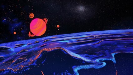 Wall Mural - visualization of outer space with bright planets and dynamic nebulae. useful for scientific and educ