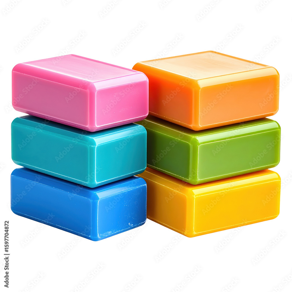 Stacked Vibrant Colored Rectangular Blocks With Rounded Edges isolated ...