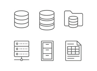 Wall Mural - Database, server line icon set. data storage, network management linear collection