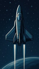 Wall Mural - Futuristic spacecraft soaring through space.