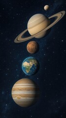 Wall Mural - planets aligned in space illustration.