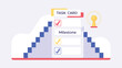 © Vector_House - Illustration of a task card with milestones and checkmarks next to steps leading to a trophy