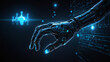 © graphicsobai - Robotic hand interacting with glowing digital data network