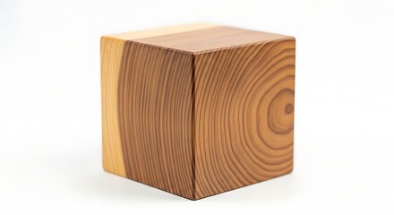 Wooden cube block wood grain texture pattern timber lumber material hardwood carpentry object isolated white