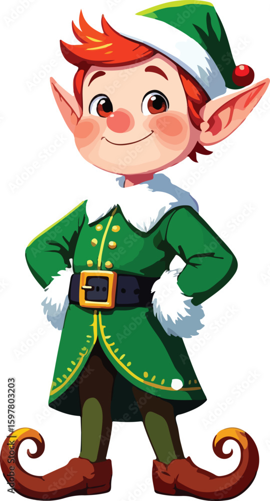 Cheerful cartoon elf with red hair and green outfit Christmas character Vector illustration EPS download Stock Vector | Adobe Stock Cheerful cartoon elf with red hair and green outfit Christmas character Vector illustration EPS download Stock Vector | Adobe Stock