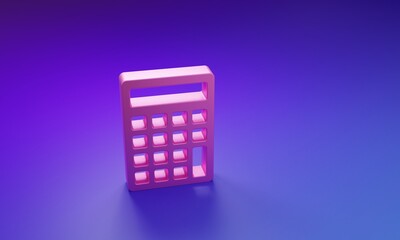 Wall Mural - pink calculator icon isolated on purple-blue background. accounting symbol. business calculations ma