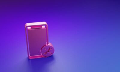 Wall Mural - pink smartphone with screwdriver and wrench icon isolated on purple-blue background. adjusting, serv