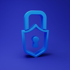 Wall Mural - blue lock icon isolated on blue background. padlock sign. security, safety, protection, privacy conc