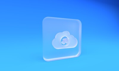 Wall Mural - frosted glass music streaming service icon isolated on blue background. sound cloud computing, onlin