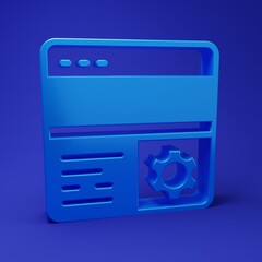 Wall Mural - Blue Debugging icon isolated on blue background. Debugging tool. Magnifying glass on bug programming. Testing and setting software. Minimalism concept. 3D render illustration
