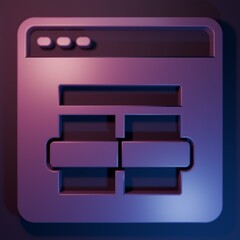 Wall Mural - Purple MySQL code icon isolated on purple-blue background. HTML Code symbol for your web site design. Minimalism concept. 3D render illustration